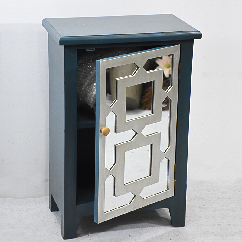 Vintage Mirrored One Door Accent Cabinet 