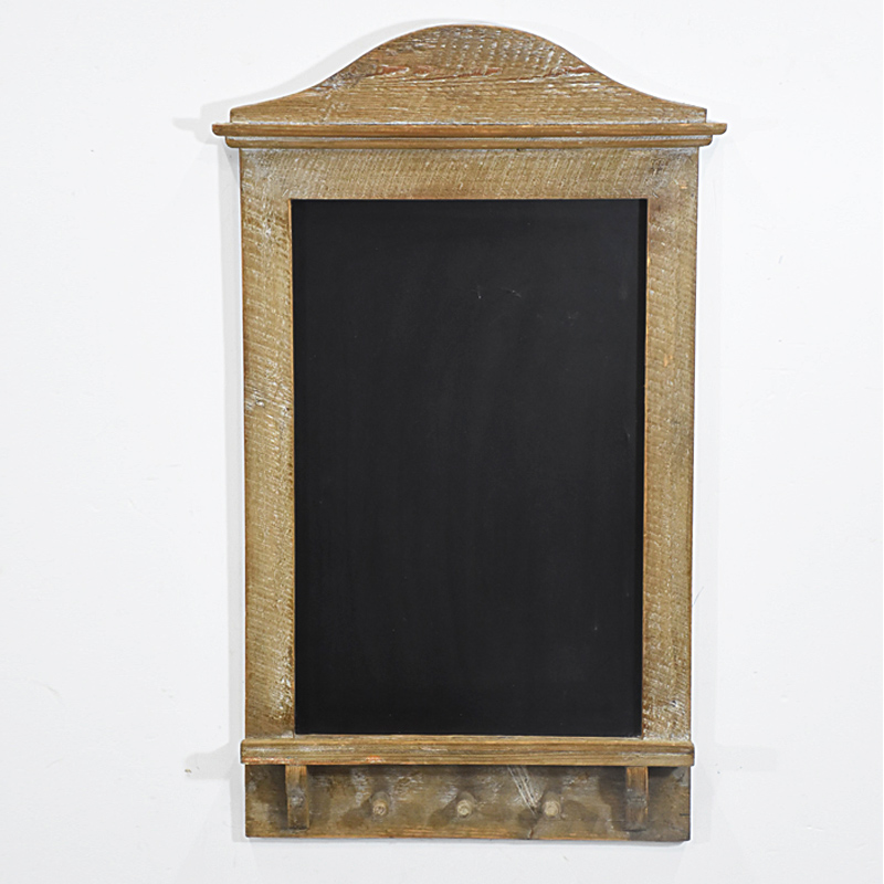 Vintage Brown Farmhouse Wall Mounted Chalkboard with Shelf And Hook 