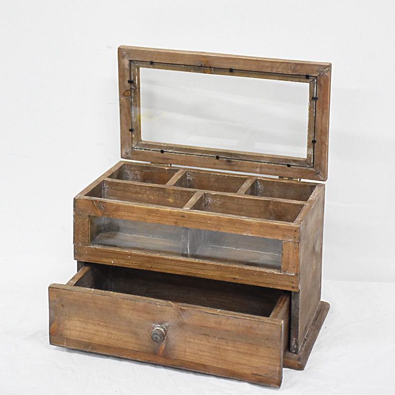 Vintage Rustic Wooden Jewelry Display Box with One Drwer Buy Display