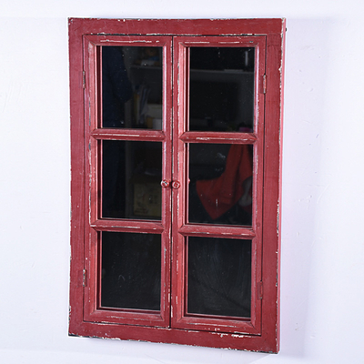Rustic Farm House Red Window Shutter Wall Vanity Window Mirror
