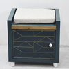 Home Upholstered Antique Wooden Storage Stool Ottoman with A Drawer