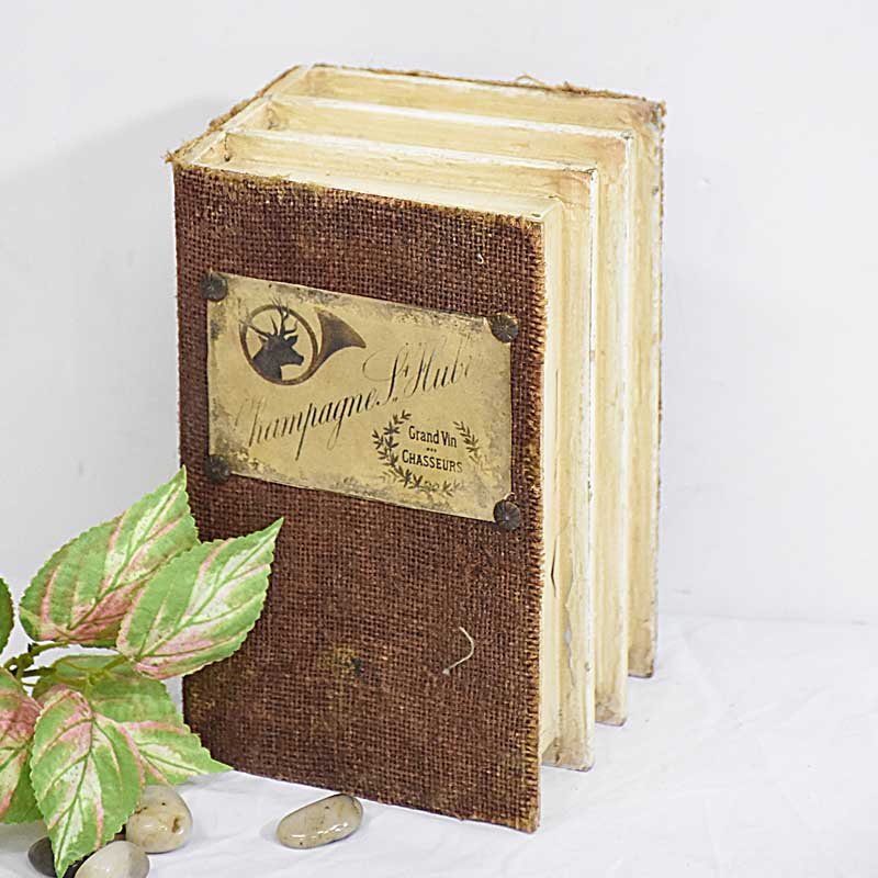 Vintage Antique Fabri Wooden Book Box for Home Decoration