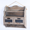 Rustic Farmhouse Vintage Wall Storage Cabinet with Two Drawers & 3 Hooks