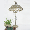 Antique Brass Look Standing Metal Umbrella Tea Light Candle Holder with Bird