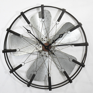 Home Fan Design large Round Decorative Metal Wall Clock 