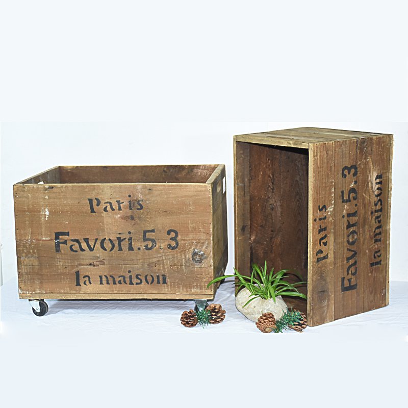 Vintage Old Lovely Recycle Wooden Storage Crates on Wheels