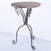 Vintage Industrial Metal And Wooden Round Bar Table 