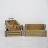 Rustic Distressed Storage Box Wooden Crates with Metal Handles