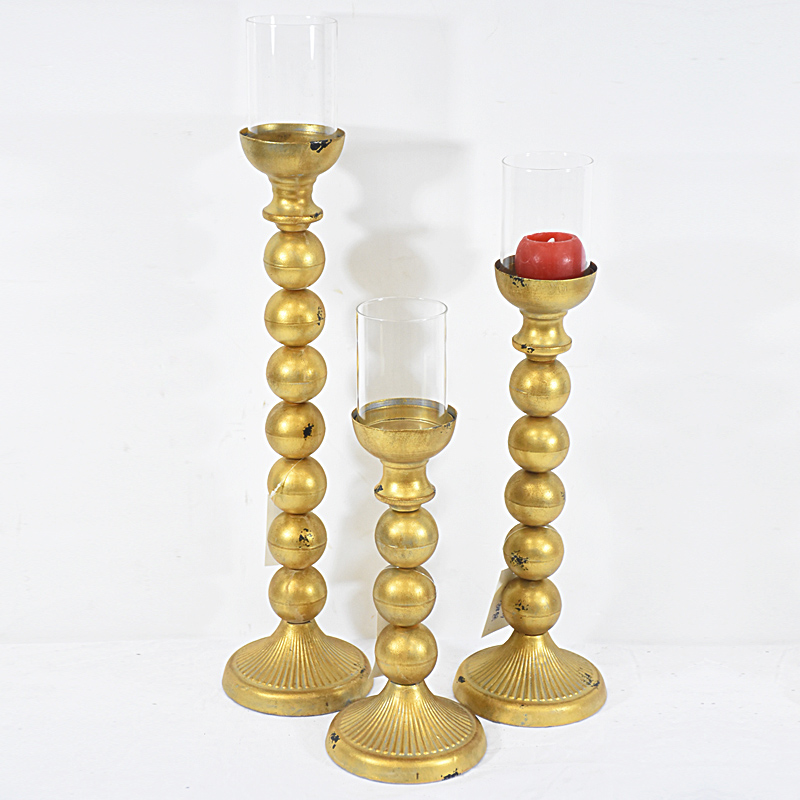 Shabby Chic French Antique Gold Brass Candle Sticks holder