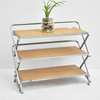 Antique Vintage Farmhouse Foldable Metal Wooden Shoe Rack