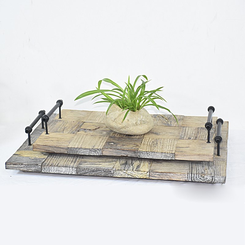 Wholesale S/2 Rustic Farmhouse Wooden Serving Tray Buy serving tray