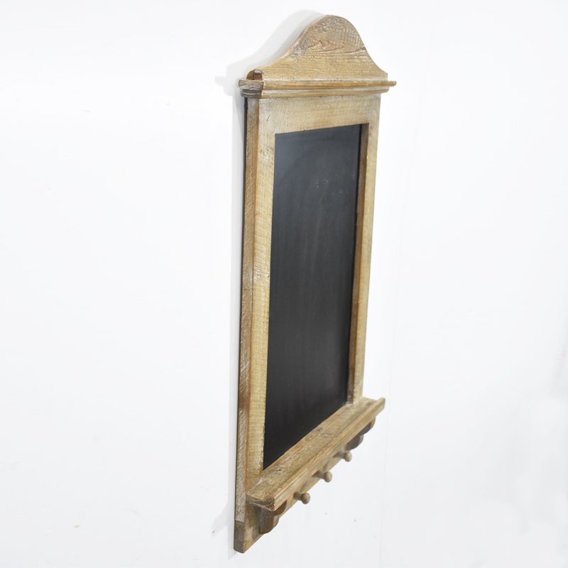 Vintage Brown Farmhouse Wall Mounted Chalkboard with Shelf And Hook