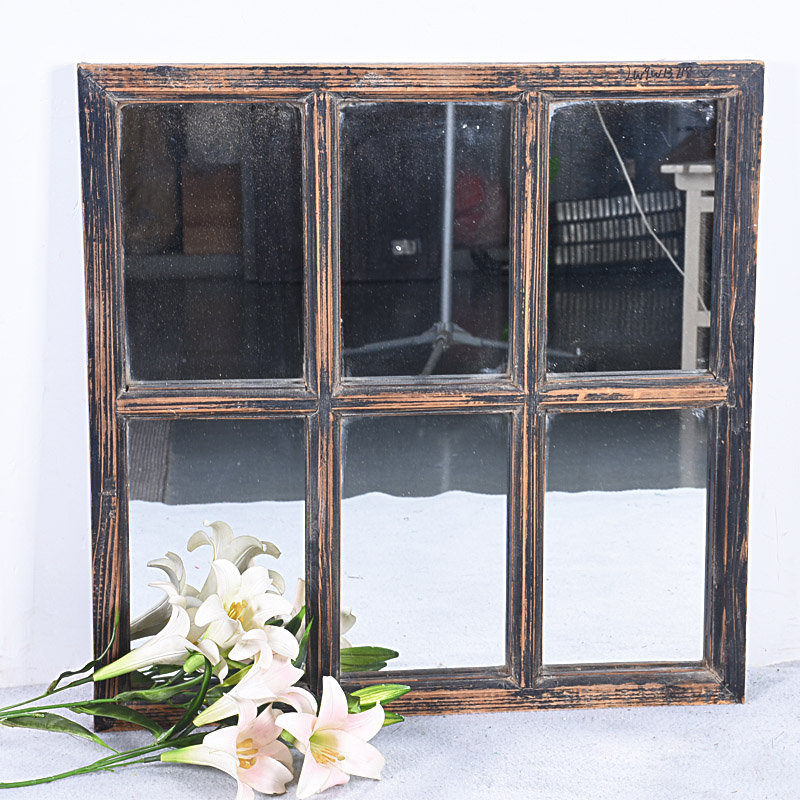 Vintage Rustic Balck Hanging 6 Opening Window Design Wholesale Framed Mirrors