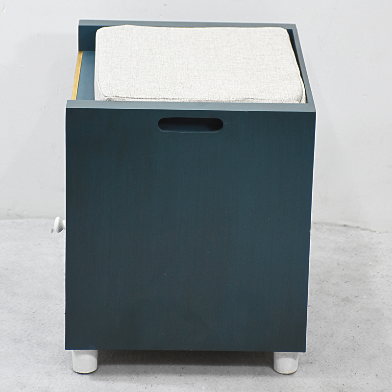 Home Upholstered Antique Wooden Storage Stool Ottoman with A Drawer