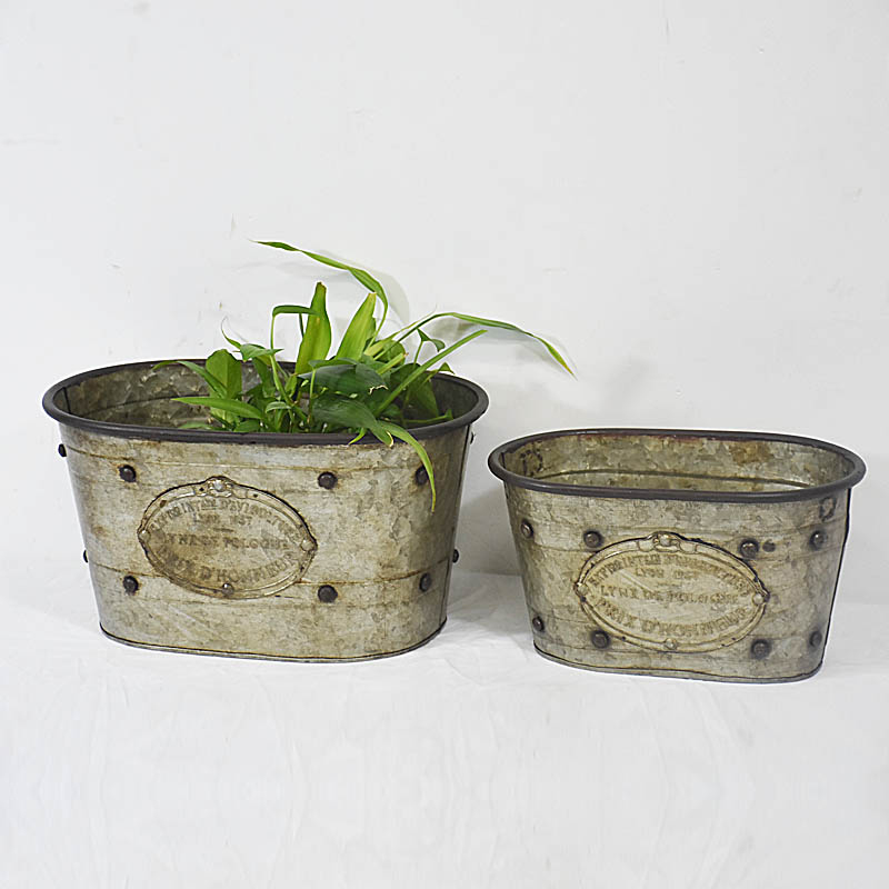 Galvanized Metal Garden Oval Flower Pot Trough Planter Box Buy
