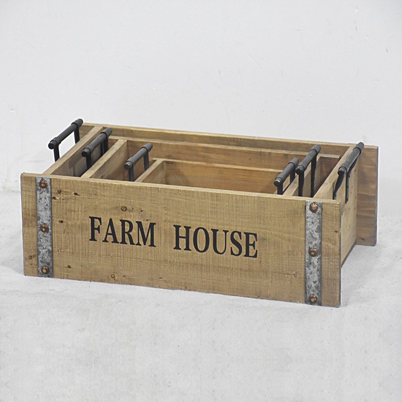 Wholesale Stackable Rectangular Wood Flower Succulent Planter Box 