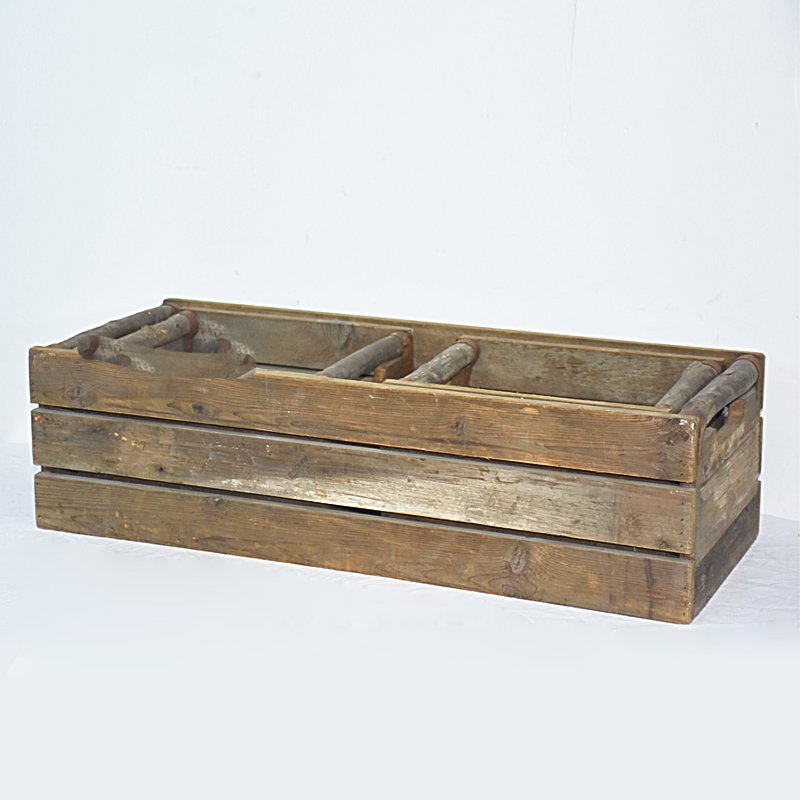 Farmhouse Recycle Handmade Wooden Crate Planter with Branch Handles