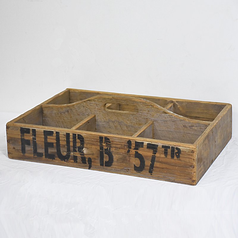 Farmhouse Rustic Vintage Recycled Wooden Divided Tray with Center Handle