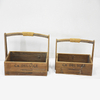 Antique Rustic Brown Solid Slat Wood Fruit Baskets Wholesale