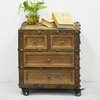 Industrial Vintage Furniture Wooden Drawer Cabinet with Resin Décor