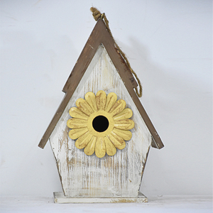 Shabby Chic Rustic White Mini Wooden Birdhouse Kits with Resin Flower