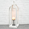 Luckywind Large Tall Farmhouse Style Home Decor White Wash Wood Candle Lantern With Removable Glass Cylinder Hurricane 