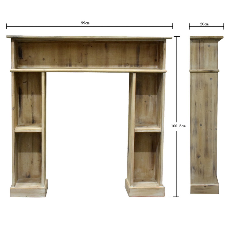 Luckywind Rustic Vintage Natural Solid Fir Wood Unfinished Indoor Fireplace Mantel Shelf 